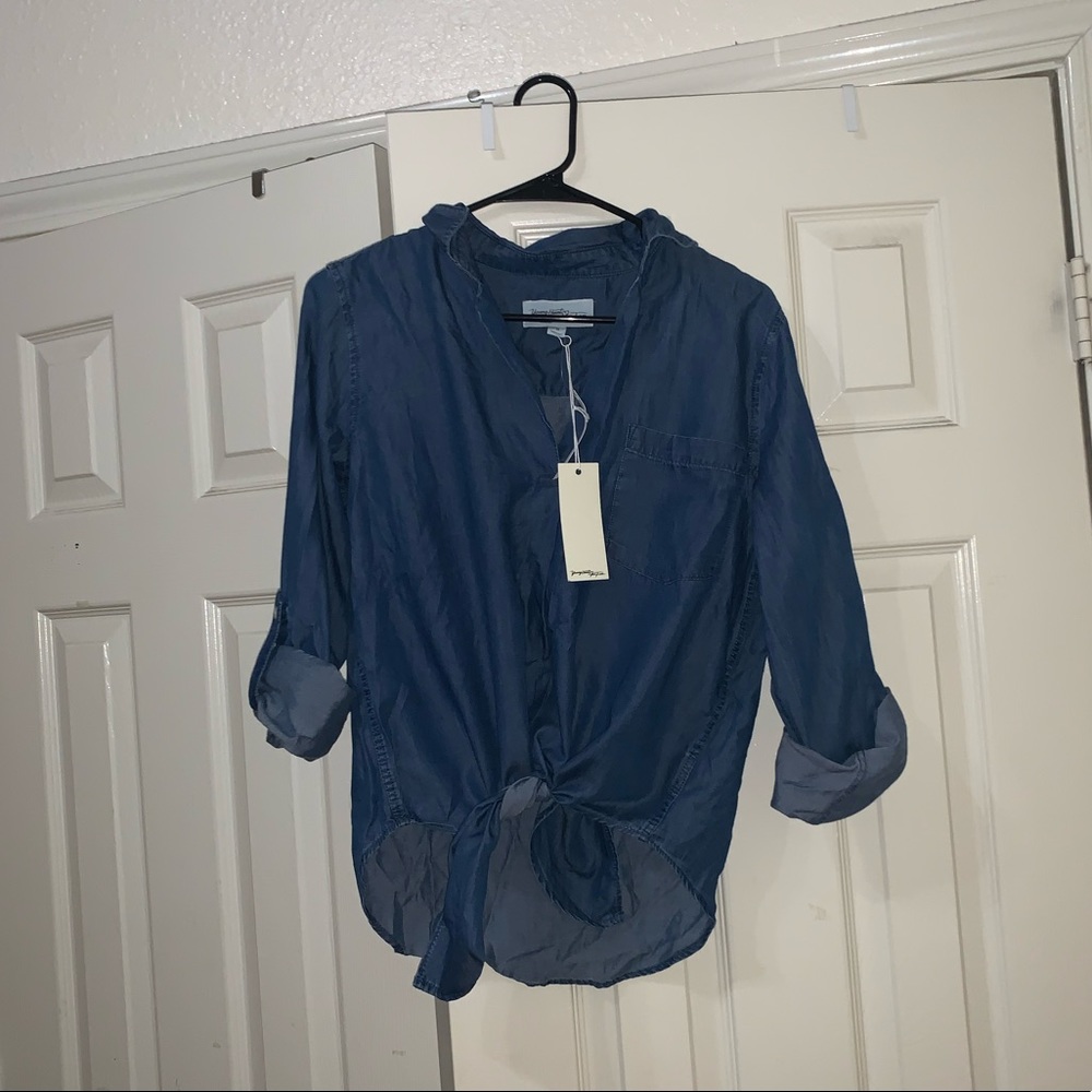 🌹Denim Blouse Tie Front Top